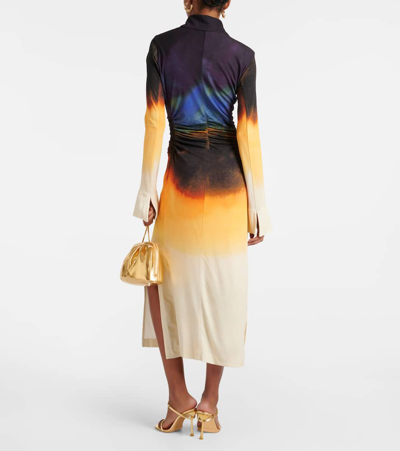 Shop Altuzarra Claudia Tie-dye Ruched Midi Dress In Multicoloured