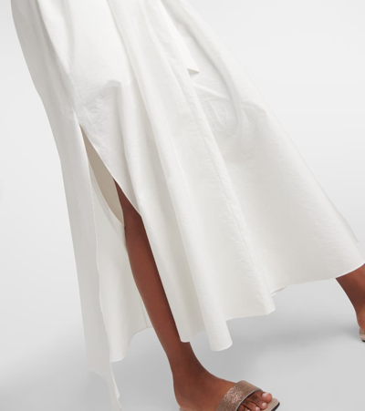 Shop Brunello Cucinelli Pleated Maxi Dress In White
