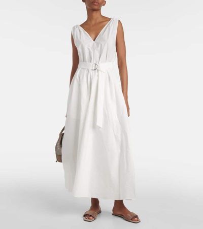 Shop Brunello Cucinelli Pleated Maxi Dress In White