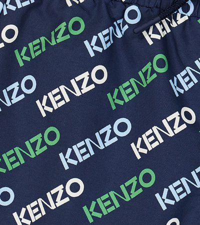 Shop Kenzo Logo Swim Trunks In Blue