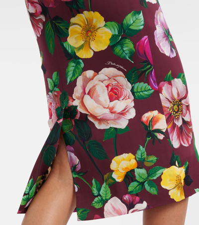 Dolce & Gabbana Floral Silk-blend Charmeuse Midi Skirt In Brown