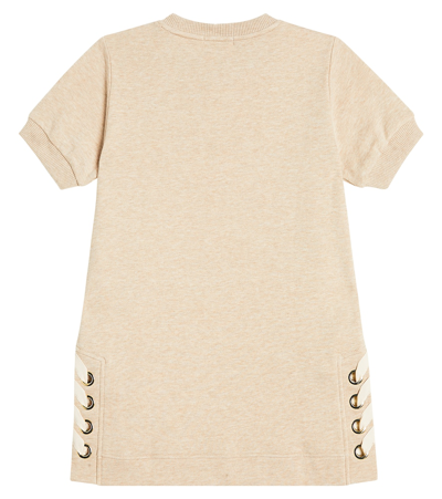 Shop Chloé Kids Cotton Dress In Beige