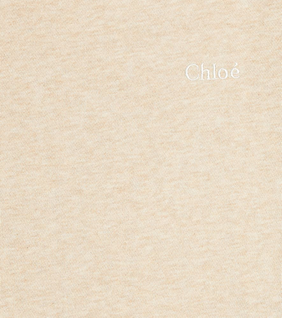 Shop Chloé Kids Cotton Dress In Beige