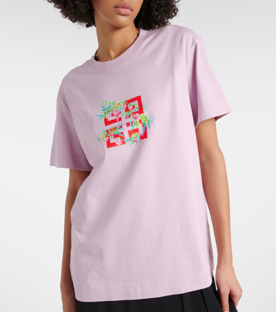 Shop Givenchy 4g Printed Cotton Jersey T-shirt In Pink