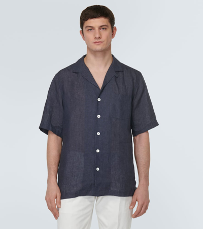 Shop Lardini Linen Shirt In Blue