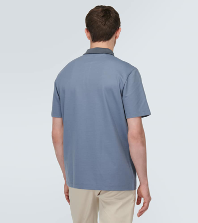 Shop Brioni Cotton Piqué Polo Shirt In Blue