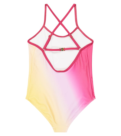 Shop Chloé Kids Logo Tie-dye Swimsuit In Pink