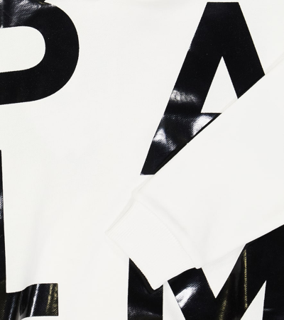 Balmain Logo Cotton Jersey Hoodie In White