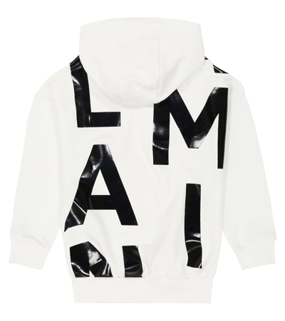 Shop Balmain Logo Cotton Jersey Hoodie In White