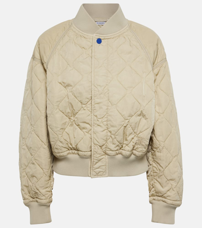 Shop Burberry Quilted Oversized Bomber Jacket In Beige