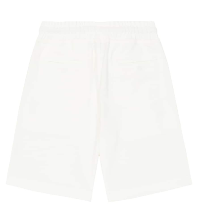 Shop Brunello Cucinelli Logo Cotton Jersey Bermuda Shorts In White