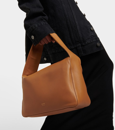 Shop Khaite Elena Leather Shoulder Bag In Brown