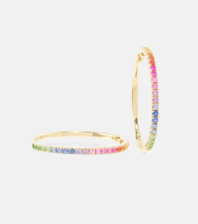 Shop Robinson Pelham Giant Orb 14kt Gold Hoop Earrings With Sapphires In Multicoloured