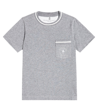 Shop Brunello Cucinelli Cotton Jersey T-shirt In Grey