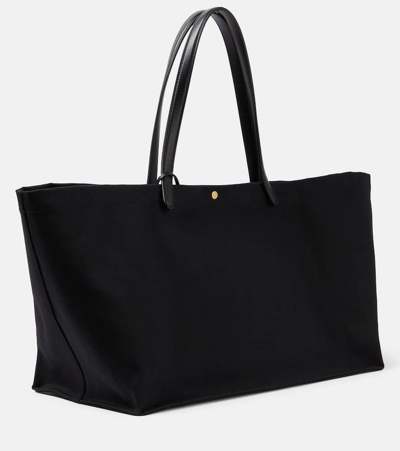 Shop The Row Idaho Xl Leather-trimmed Twill Tote Bag In Black