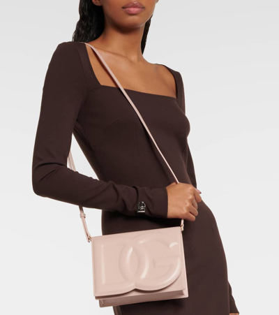 Dolce & Gabbana Women Dg Logo Leather Crossbody Bag In Pink
