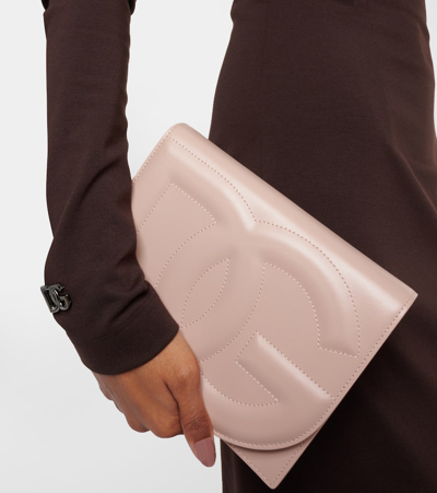 Dolce & Gabbana Women Dg Logo Leather Crossbody Bag In Pink