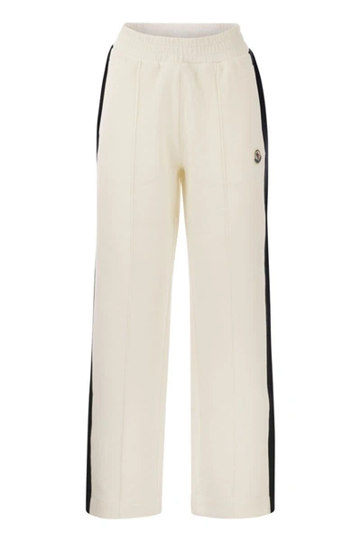 Shop Moncler Sporty Piqué Trousers In White
