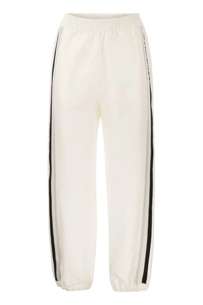 Shop Moncler Twill Joggers In White