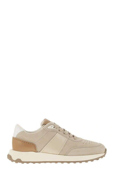 Shop Tod's Suede Leather Sneakers In Sand