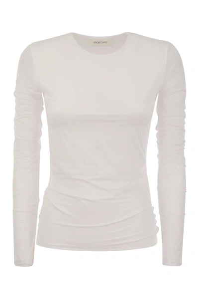 Shop Sportmax Albenga - Socked Jersey T-shirt In White