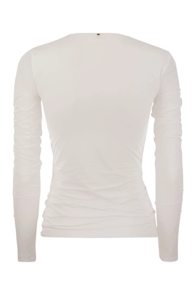Shop Sportmax Albenga - Socked Jersey T-shirt In White