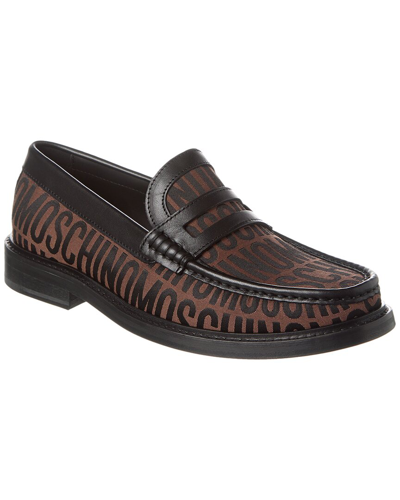 Shop Moschino Jacquard Loafer In Brown