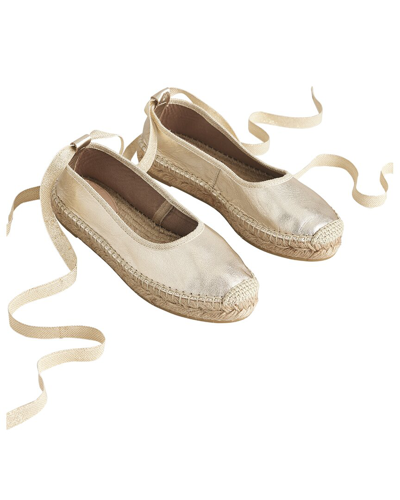 Shop Boden Ankle Tie Leather Espadrille In Gold