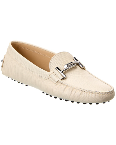 Shop Tod's Gommini Double T Leather Loafer In White