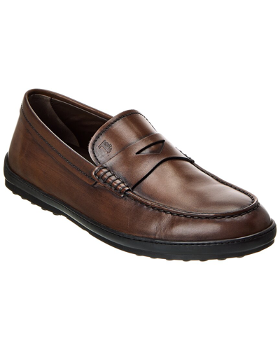 Shop Tod's Leather Moccasin In Brown