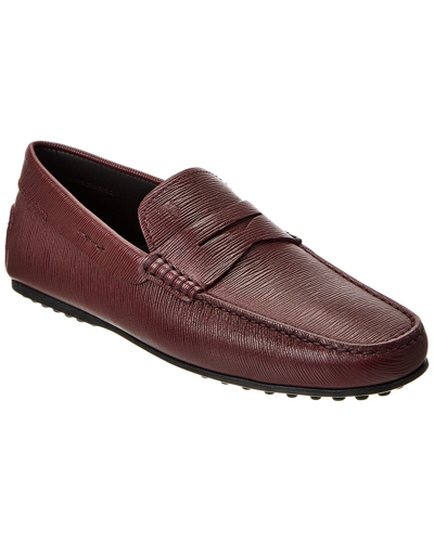 Shop Tod's City Gommino Leather Loafer In Red