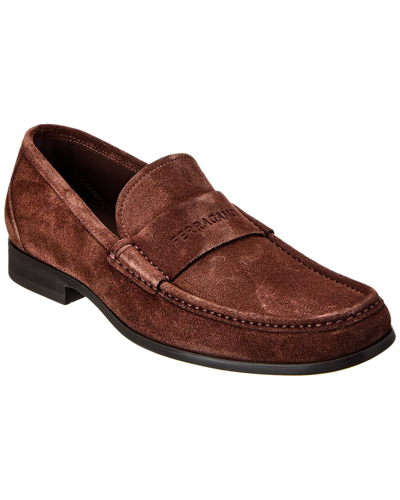 Shop Ferragamo Dupont Suede Loafer In Brown