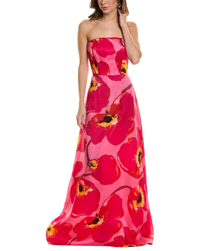 Shop Carolina Herrera Strapless Silk Gown In Pink