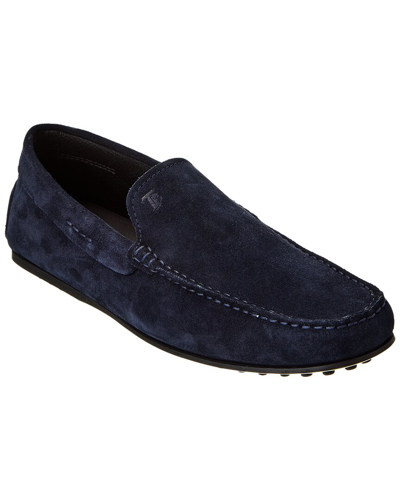 Shop Tod's City Gommino Suede Loafer In Blue