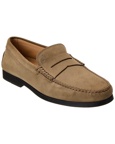 Shop Tod's Suede Loafer In Brown