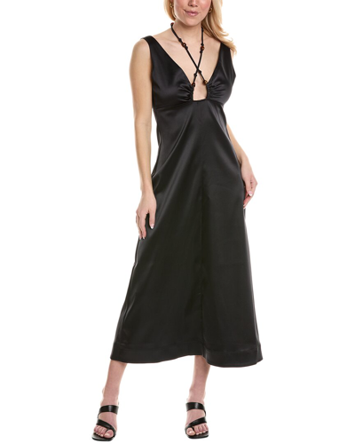 Shop Ganni Halter Dress In Black