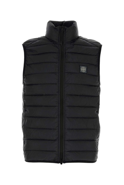 Shop Stone Island High Neck Quilted Gilet In Black