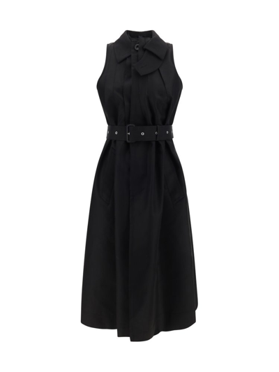Shop Sacai Belted Sleeveless Dress In Black