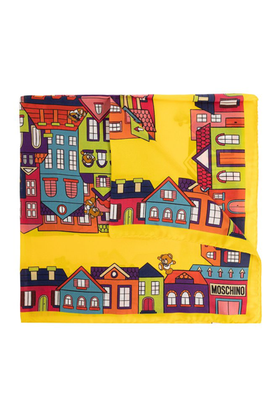 Shop Moschino Graphic Print Scarf In Multi