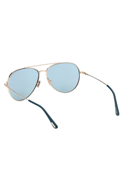 Shop Tom Ford Dashel-02 62mm Oversize Aviator Sunglasses In Shiny Rose Gold / Blue Mirror