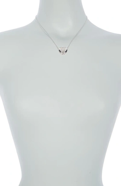 Judith Ripka Rhodium Plated Sterling Silver Diamond Heart Pendant Necklace In Z/dnuwt