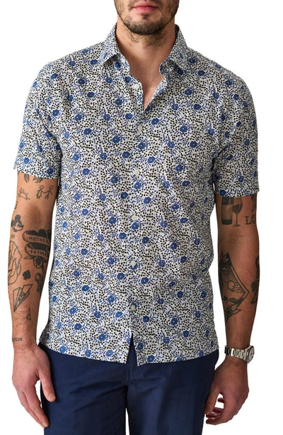 Shop Good Man Brand Big On-point Short Sleeve Organic Cotton Button-up Shirt In White Ivy Floral