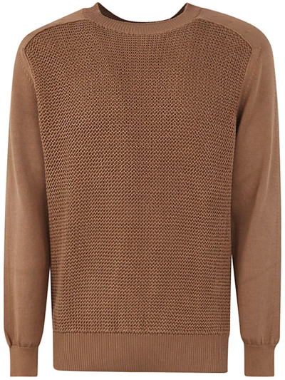 Shop Zegna Cotton And Silk Crew Neck In Brown