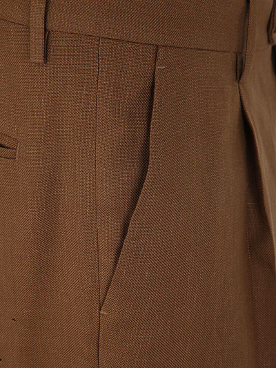 Shop Etro Single Pleat Trousers In Brown