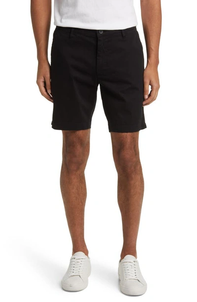 Shop Ag Wanderer Stretch Cotton Chino Shorts In Pure Black