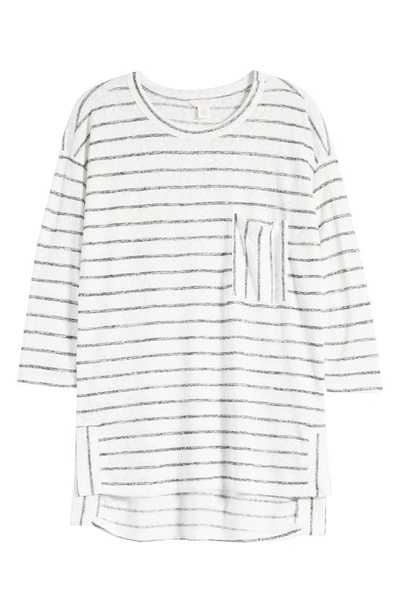 Shop Caslon ® Stripe Three Quarter Sleeve Tunic T-shirt In Ivory- Black Stripe