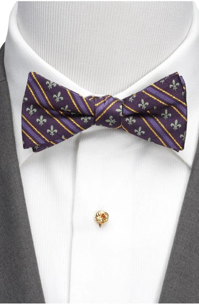 Shop Cufflinks, Inc Mardi Gras Stripe Silk Bow Tie In Purple