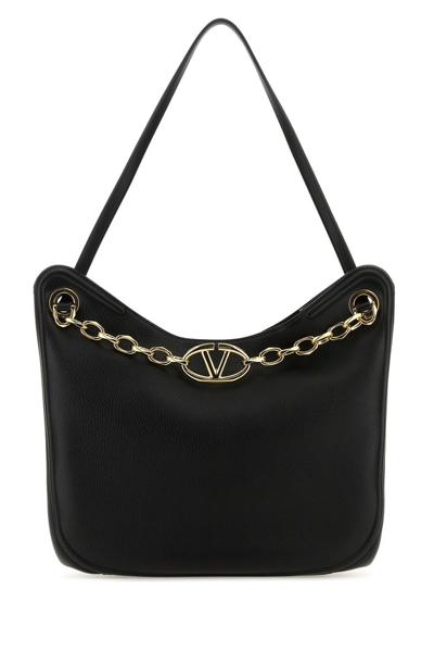 Shop Valentino Vlogo Signature Chained Shoulder Bag In Black