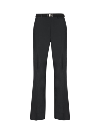 Shop Prada Belted Tailored Trousers In Black