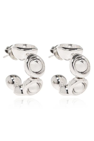 Shop Bottega Veneta Concave Hoop Earrings In Silver